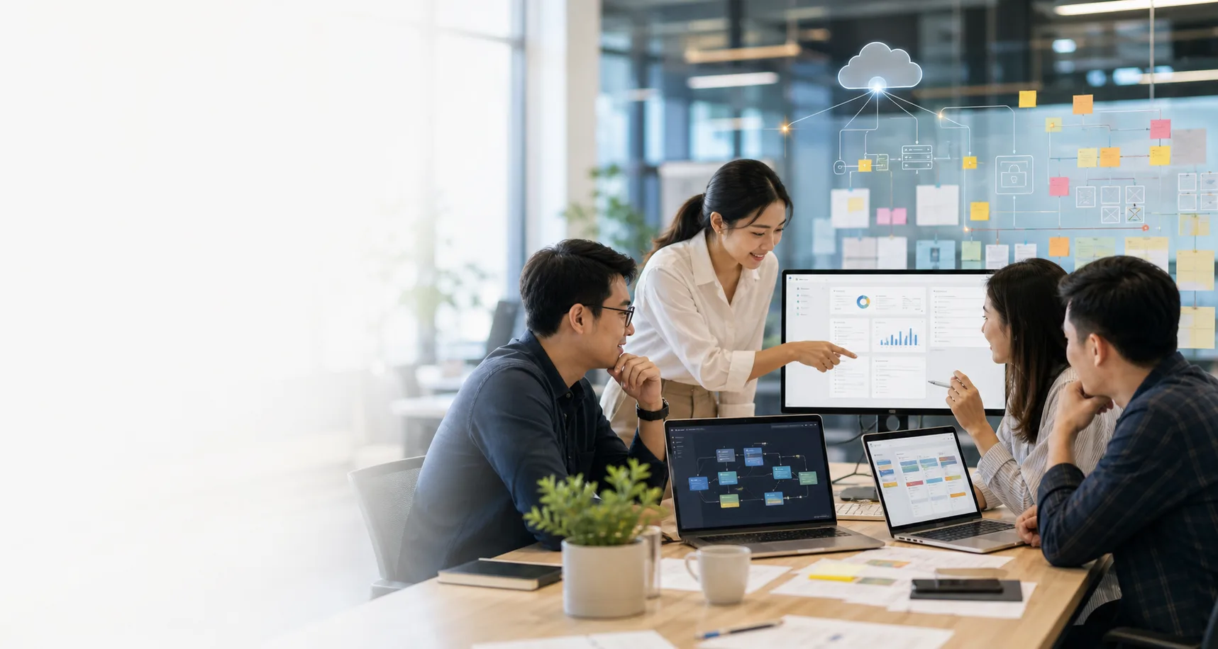 Đội ngũ GEDA cùng khách hàng hoàn thiện nội dung website kinh doanh