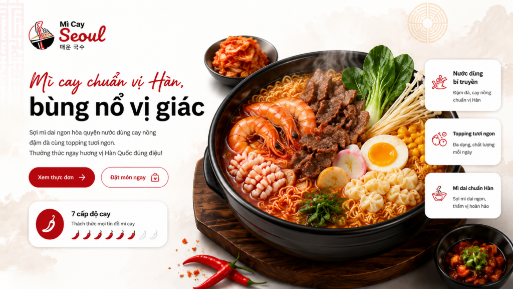 banner mẫu website mỳ cay cần trang trí hấp dẫn