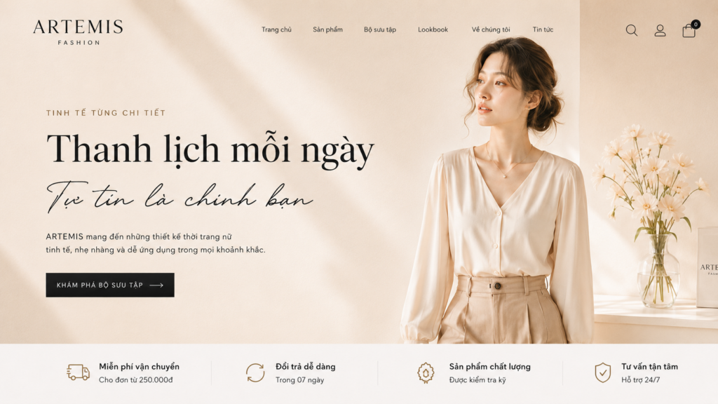 Mẫu website quần áo nữ của GEDA