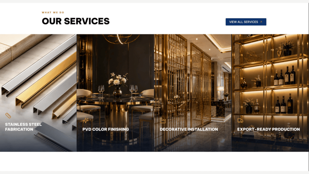 Mẫu website gia công inox