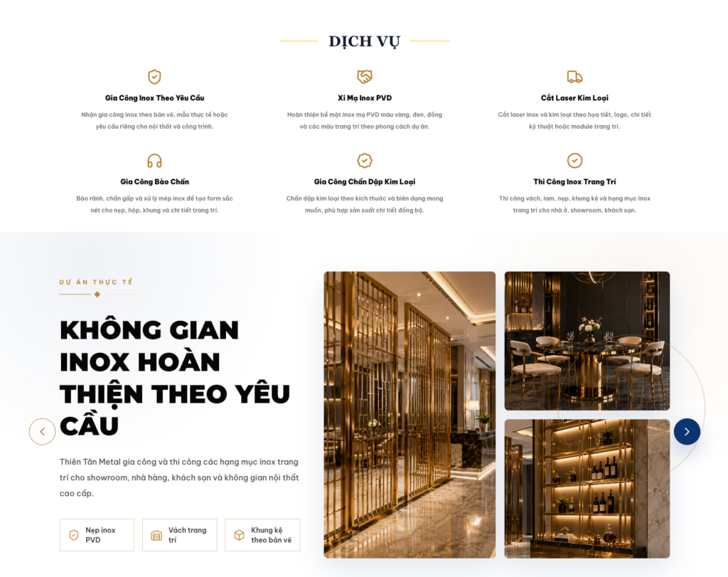 mẫu website inox