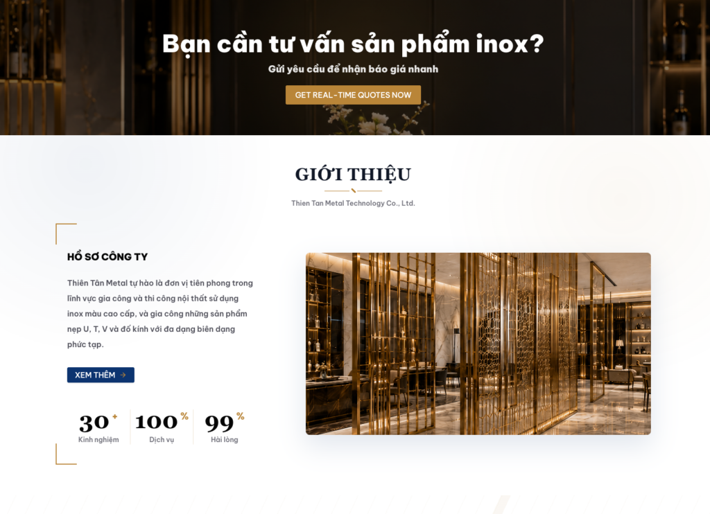 mẫu website inox