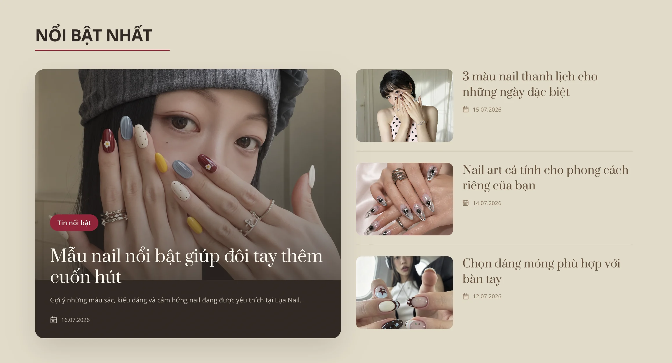 Mẫu Website nail salon sang trọng cao cấp 2026