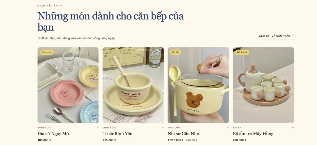 Mẫu website bán hàng đồ dùng nhà bếp 