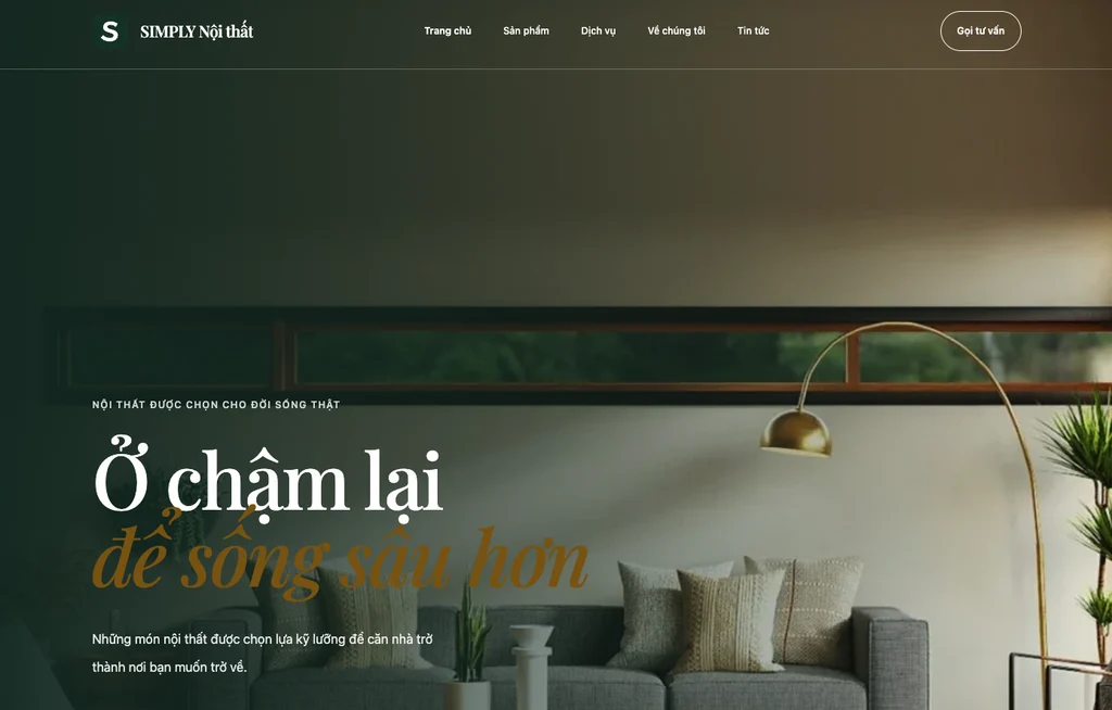 Mẫu website bán hàng nội thất  – Tinh tế và hiện đại