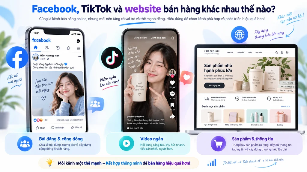 Website bán hàng hay Facebook, TikTok: Đâu là kênh nên đầu tư lâu dài?

