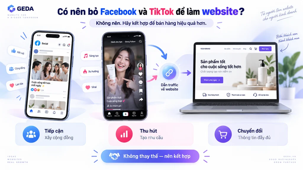 Website bán hàng hay Facebook, TikTok: Đâu là kênh nên đầu tư lâu dài?
